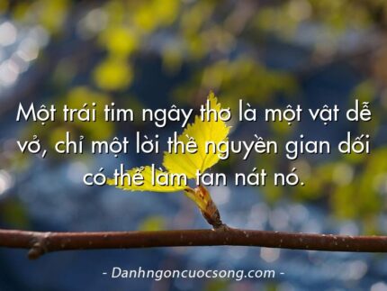 Một trái tim ngây thơ là một vật dễ vở, chỉ một lời thề nguyền gian dối có thể làm tan nát nó.