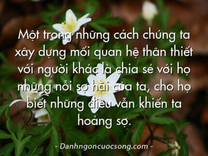 Một trong những cách chúng ta xây dựng mối quan hệ thân thiết với người khác là chia sẻ với họ những nỗi sợ hãi của ta, cho họ biết những điều vẫn khiến ta hoảng sợ.
