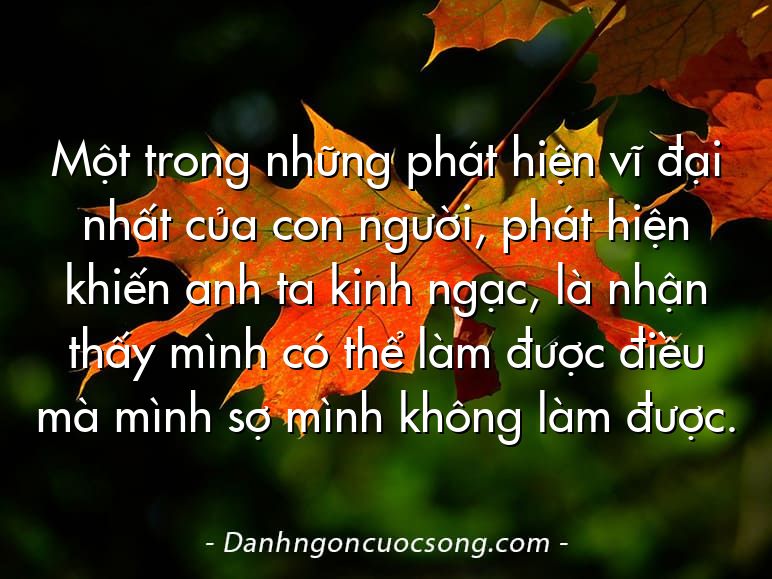 Một trong những phát hiện vĩ đại nhất của con người, phát hiện khiến anh ta kinh ngạc, là nhận thấy mình có thể làm được điều mà mình sợ mình không làm được.
