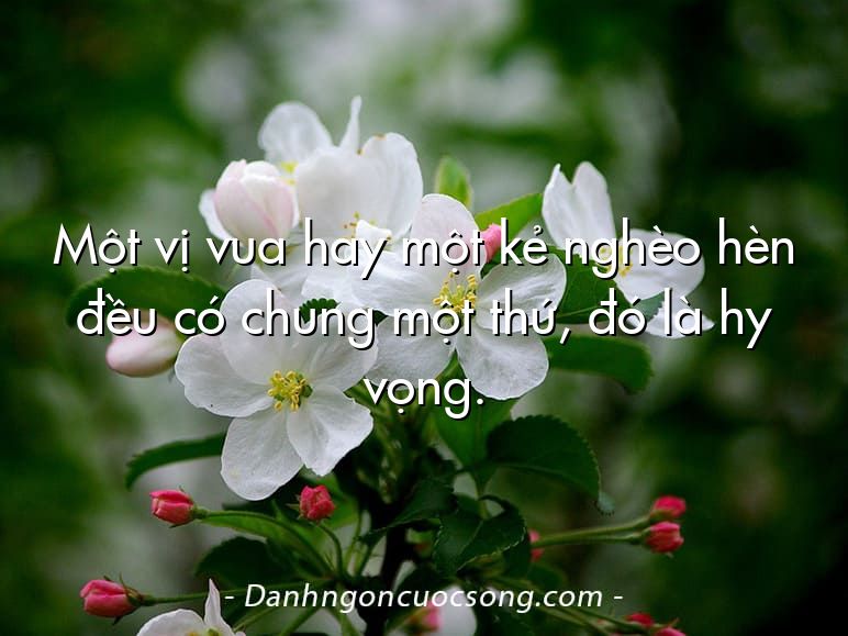 Một vị vua hay một kẻ nghèo hèn đều có chung một thứ, đó là hy vọng.