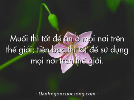 Muối thì tốt để ăn ở mọi nơi trên thế giới; tiền bạc thì tốt để sử dụng mọi nơi trên thế giới.