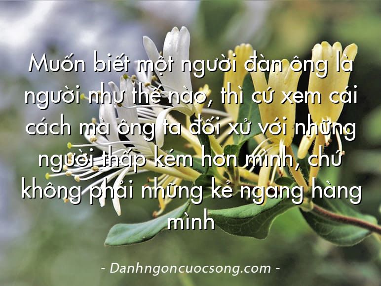 Muốn biết một người đàn ông là người như thế nào, thì cứ xem cái cách mà ông ta đối xử với những người thấp kém hơn mình, chứ không phải những kẻ ngang hàng mình
