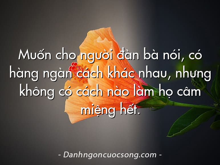 Muốn cho người đàn bà nói, có hàng ngàn cách khác nhau, nhưng không có cách nào làm họ câm miệng hết.
