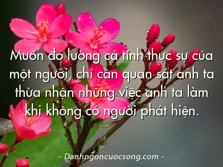 Muốn đo lường cá tính thực sự của một người, chỉ cần quan sát anh ta thừa nhận những việc anh ta làm khi không có người phát hiện.