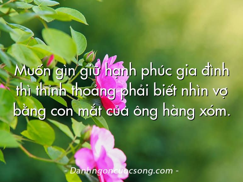 Muốn gìn giữ hạnh phúc gia đình thì thỉnh thoảng phải biết nhìn vợ bằng con mắt của ông hàng xóm.