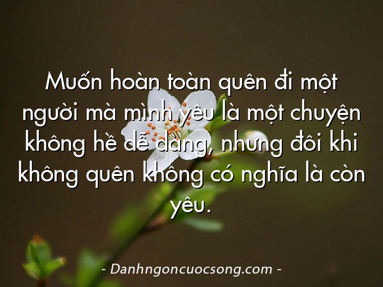 Muốn hoàn toàn quên đi một người mà mình yêu là một chuyện không hề dễ dàng, nhưng đôi khi không quên không có nghĩa là còn yêu.