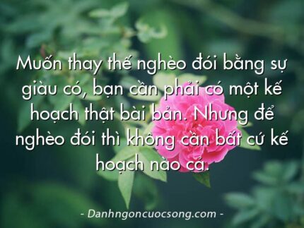 Muốn thay thế nghèo đói bằng sự giàu có, bạn cần phải có một kế hoạch thật bài bản. Nhưng để nghèo đói thì không cần bất cứ kế hoạch nào cả.