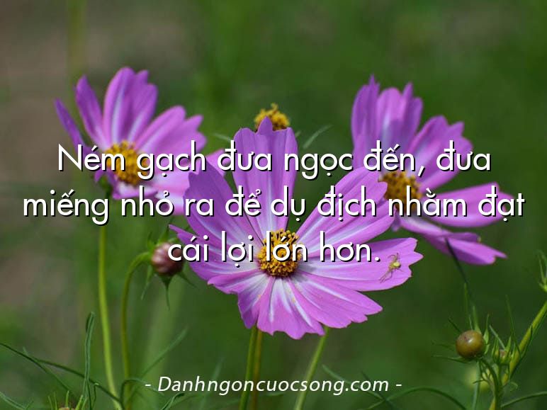 Ném gạch đưa ngọc đến, đưa miếng nhỏ ra để dụ địch nhằm đạt cái lợi lớn hơn.