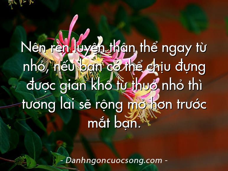 Nên rèn luyện thân thể ngay từ nhỏ, nếu bạn có thể chịu đựng được gian khổ từ thuở nhỏ thì tương lai sẽ rộng mở hơn trước mắt bạn.