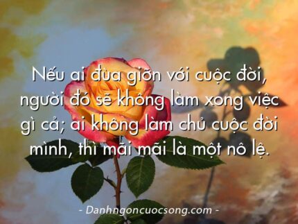Nếu ai đùa giỡn với cuộc đời, người đó sẽ không làm xong việc gì cả; ai không làm chủ cuộc đời mình, thì mãi mãi là một nô lệ.