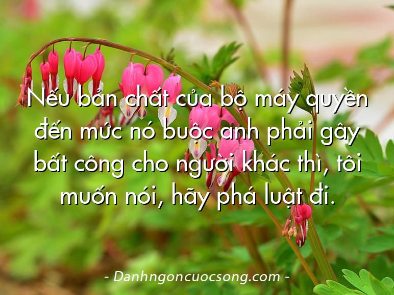 Nếu bản chất của bộ máy quyền đến mức nó buộc anh phải gây bất công cho người khác thì, tôi muốn nói, hãy phá luật đi.