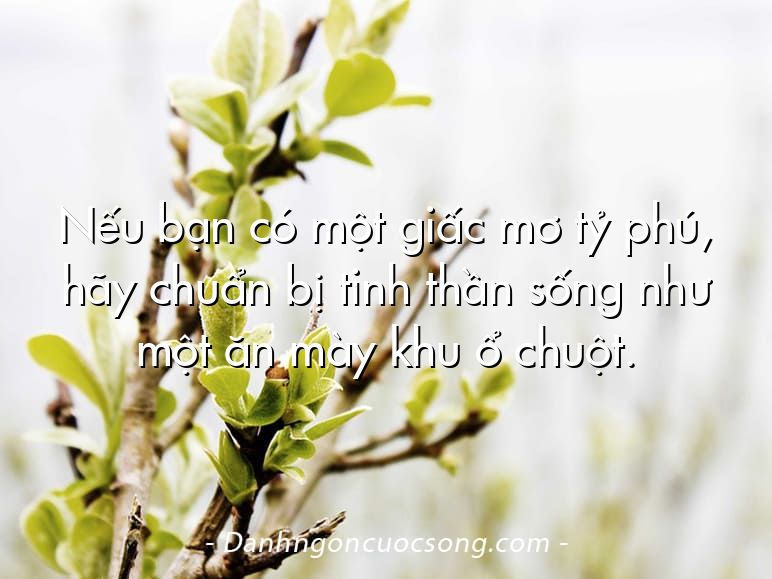 Nếu bạn có một giấc mơ tỷ phú, hãy chuẩn bị tinh thần sống như một ăn mày khu ổ chuột.