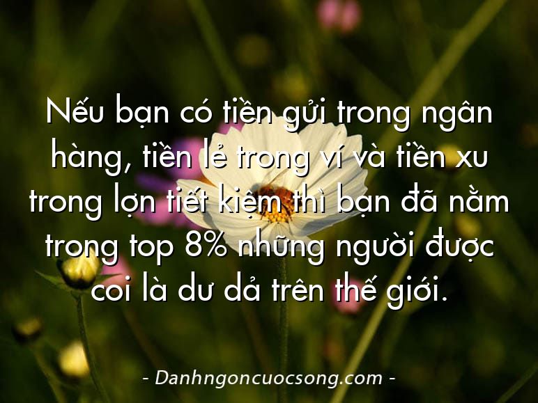 Nếu bạn có tiền gửi trong ngân hàng, tiền lẻ trong ví và tiền xu trong lợn tiết kiệm thì bạn đã nằm trong top 8% những người được coi là dư dả trên thế giới.