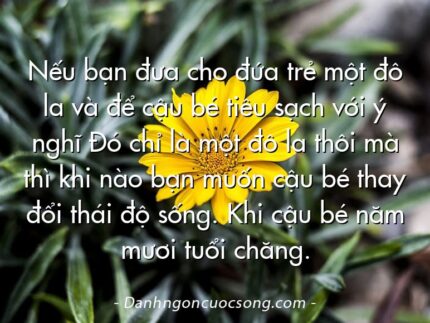Nếu bạn đưa cho đứa trẻ một đô la và để cậu bé tiêu sạch với ý nghĩ Đó chỉ là một đô la thôi mà thì khi nào bạn muốn cậu bé thay đổi thái độ sống. Khi cậu bé năm mươi tuổi chăng.