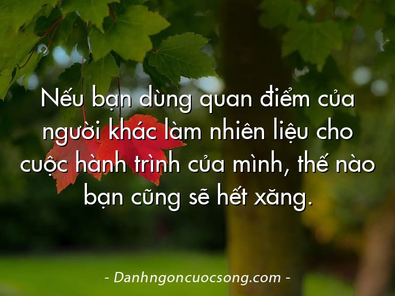 Nếu bạn dùng quan điểm của người khác làm nhiên liệu cho cuộc hành trình của mình, thế nào bạn cũng sẽ hết xăng.