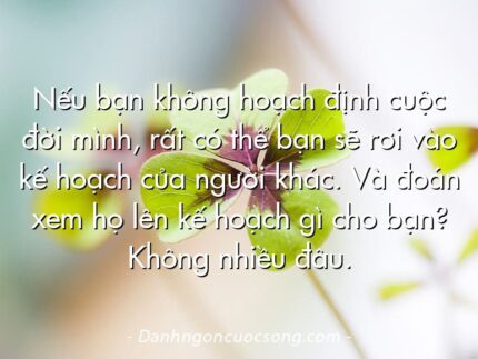 Nếu bạn không hoạch định cuộc đời mình, rất có thể bạn sẽ rơi vào kế hoạch của người khác. Và đoán xem họ lên kế hoạch gì cho bạn? Không nhiều đâu.