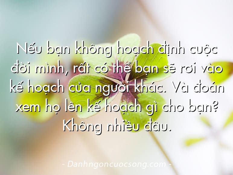Nếu bạn không hoạch định cuộc đời mình, rất có thể bạn sẽ rơi vào kế hoạch của người khác. Và đoán xem họ lên kế hoạch gì cho bạn? Không nhiều đâu.