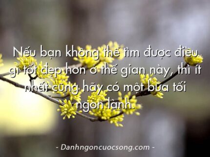 Nếu bạn không thể tìm được điều gì tốt đẹp hơn ở thế gian này, thì ít nhất cũng hãy có một bữa tối ngon lành.