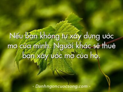 Nếu bạn không tự xây dựng ước mơ của mình. Người khác sẽ thuê bạn xây ước mơ của họ.