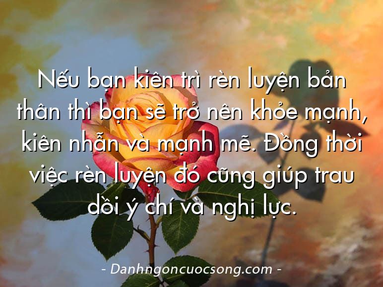 Nếu bạn kiên trì rèn luyện bản thân thì bạn sẽ trở nên khỏe mạnh, kiên nhẫn và mạnh mẽ. Đồng thời việc rèn luyện đó cũng giúp trau dồi ý chí và nghị lực.