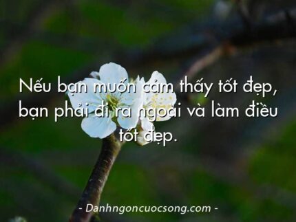 Nếu bạn muốn cảm thấy tốt đẹp, bạn phải đi ra ngoài và làm điều tốt đẹp.