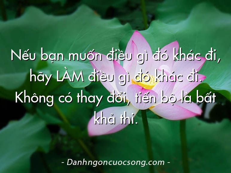 Nếu bạn muốn điều gì đó khác đi, hãy LÀM điều gì đó khác đi. Không có thay đổi, tiến bộ là bất khả thi.