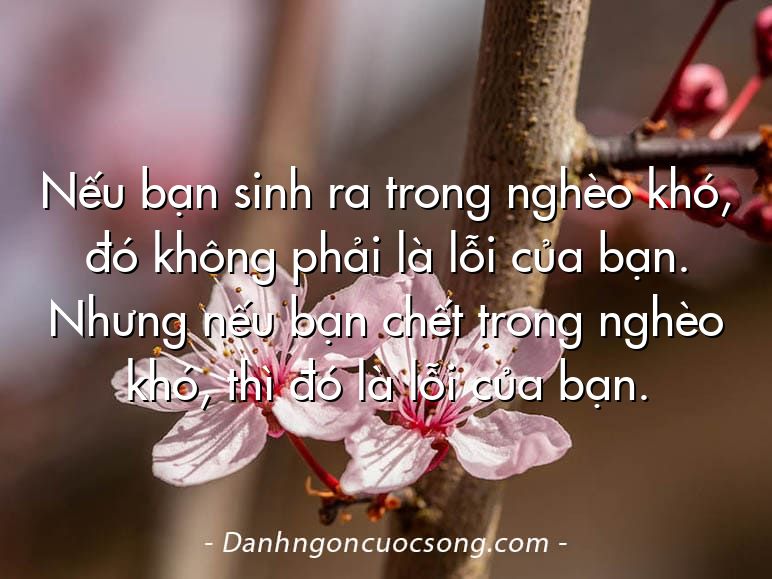 Nếu bạn sinh ra trong nghèo khó, đó không phải là lỗi của bạn. Nhưng nếu bạn chết trong nghèo khó, thì đó là lỗi của bạn.