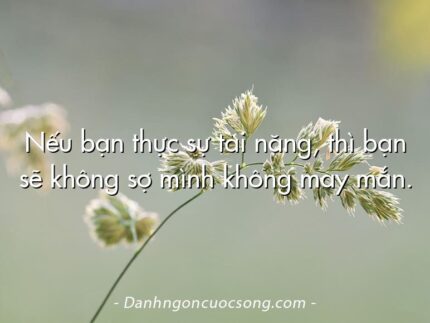 Nếu bạn thực sự tài năng, thì bạn sẽ không sợ mình không may mắn.