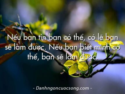 Nếu bạn tin bạn có thể, có lẽ bạn sẽ làm được. Nếu bạn biết mình có thể, bạn sẽ làm được.