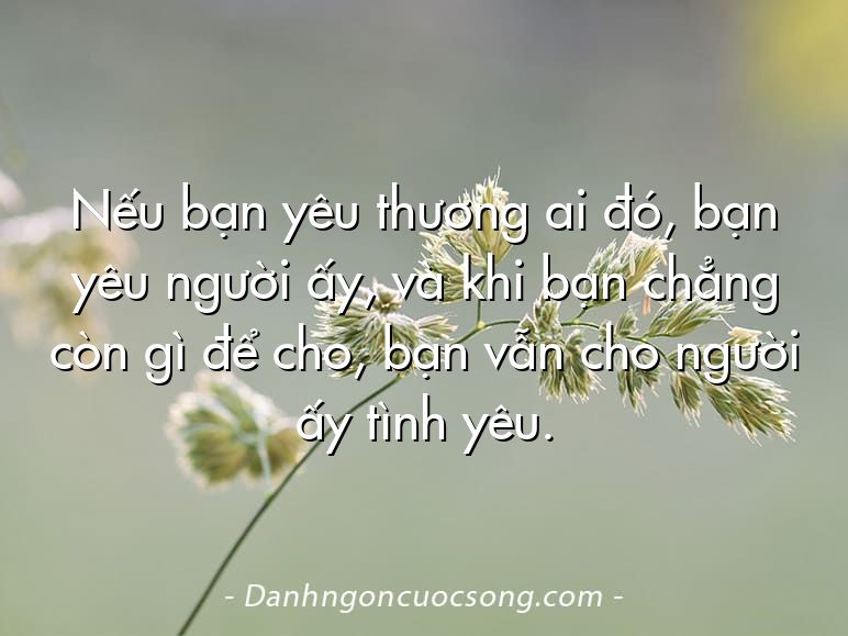Nếu bạn yêu thương ai đó, bạn yêu người ấy, và khi bạn chẳng còn gì để cho, bạn vẫn cho người ấy tình yêu.