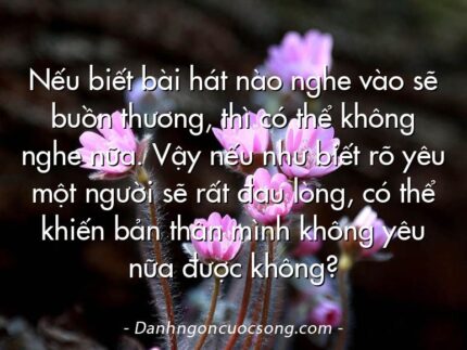 Nếu biết bài hát nào nghe vào sẽ buồn thương, thì có thể không nghe nữa. Vậy nếu như biết rõ yêu một người sẽ rất đau lòng, có thể khiến bản thân mình không yêu nữa được không?