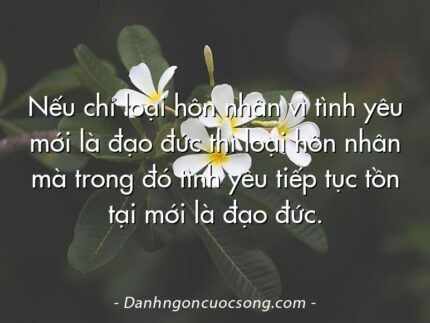 Nếu chỉ loại hôn nhân vì tình yêu mới là đạo đức thì loại hôn nhân mà trong đó tình yêu tiếp tục tồn tại mới là đạo đức.