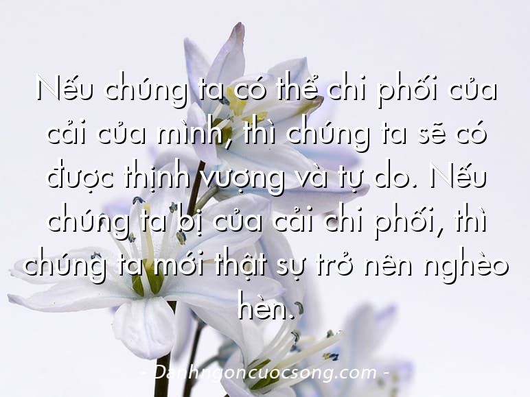 Nếu chúng ta có thể chi phối của cải của mình, thì chúng ta sẽ có được thịnh vượng và tự do. Nếu chúng ta bị của cải chi phối, thì chúng ta mới thật sự trở nên nghèo hèn.