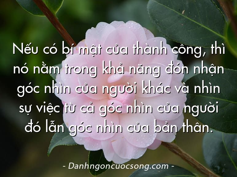 Nếu có bí mật của thành công, thì nó nằm trong khả năng đón nhận góc nhìn của người khác và nhìn sự việc từ cả góc nhìn của người đó lẫn góc nhìn của bản thân.