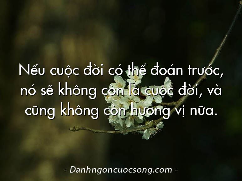 Nếu cuộc đời có thể đoán trước, nó sẽ không còn là cuộc đời, và cũng không còn hương vị nữa.