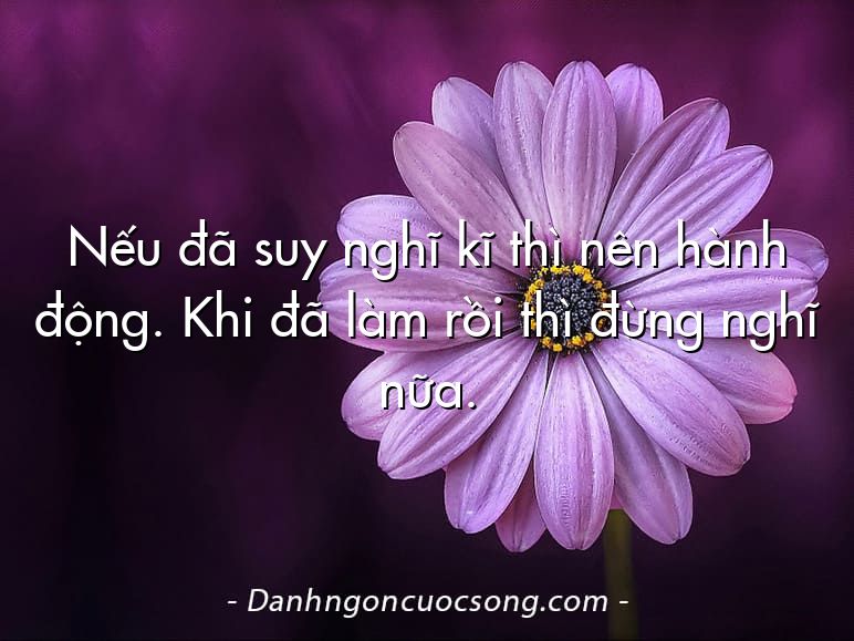 Nếu đã suy nghĩ kĩ thì nên hành động. Khi đã làm rồi thì đừng nghĩ nữa.