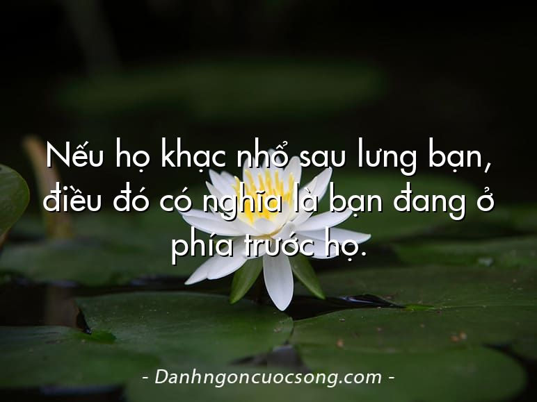 Nếu họ khạc nhổ sau lưng bạn, điều đó có nghĩa là bạn đang ở phía trước họ.