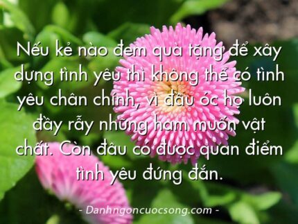 Nếu kẻ nào đem quà tặng để xây dựng tình yêu thì không thể có tình yêu chân chính, vì đầu óc họ luôn đầy rẫy những ham muốn vật chất. Còn đâu có được quan điểm tình yêu đứng đắn.