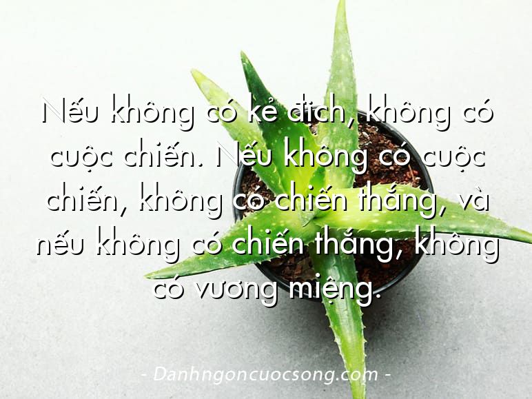 Nếu không có kẻ địch, không có cuộc chiến. Nếu không có cuộc chiến, không có chiến thắng, và nếu không có chiến thắng, không có vương miệng.