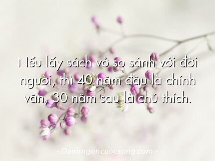 Nếu lấy sách vở so sánh với đời người, thì 40 năm đầu là chính văn, 30 năm sau là chú thích.