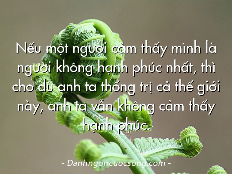 Nếu một người cảm thấy mình là người không hạnh phúc nhất, thì cho dù anh ta thống trị cả thế giới này, anh ta vẫn không cảm thấy hạnh phúc.