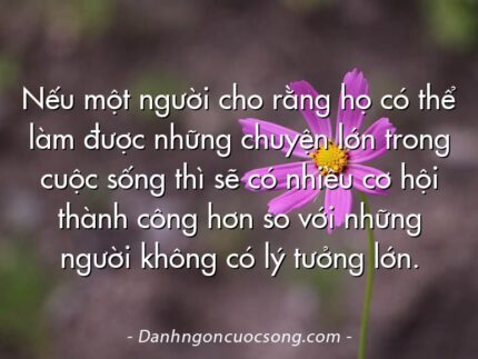 Nếu một người cho rằng họ có thể làm được những chuyện lớn trong cuộc sống thì sẽ có nhiều cơ hội thành công hơn so với những người không có lý tưởng lớn.