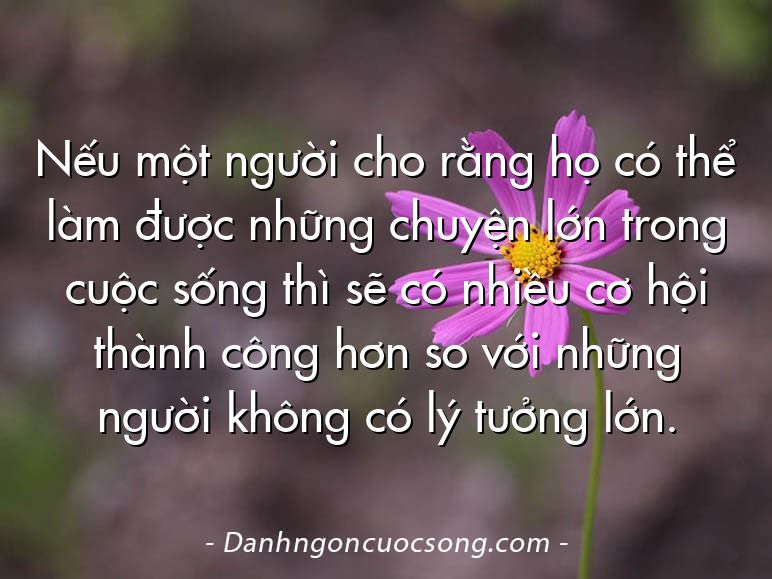 Nếu một người cho rằng họ có thể làm được những chuyện lớn trong cuộc sống thì sẽ có nhiều cơ hội thành công hơn so với những người không có lý tưởng lớn.