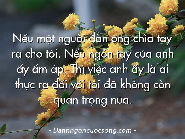 Nếu một người đàn ông chìa tay ra cho tôi. Nếu ngón tay của anh ấy ấm áp. Thì việc anh ấy là ai thực ra đối với tôi đã không còn quan trọng nữa.