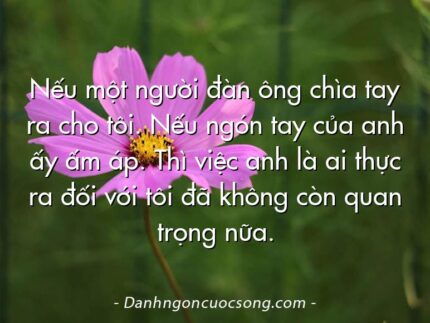 Nếu một người đàn ông chìa tay ra cho tôi. Nếu ngón tay của anh ấy ấm áp. Thì việc anh là ai thực ra đối với tôi đã không còn quan trọng nữa.