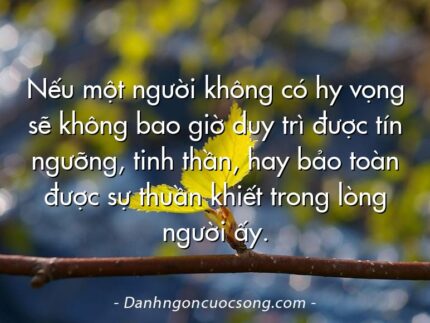 Nếu một người không có hy vọng sẽ không bao giờ duy trì được tín ngưỡng, tinh thần, hay bảo toàn được sự thuần khiết trong lòng người ấy.