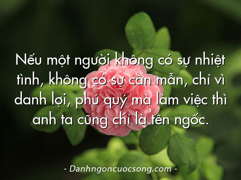 Nếu một người không có sự nhiệt tình, không có sự cần mẫn, chỉ vì danh lợi, phú quý mà làm việc thì anh ta cũng chỉ là tên ngốc.