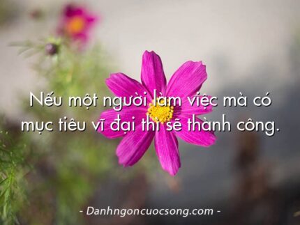 Nếu một người làm việc mà có mục tiêu vĩ đại thì sẽ thành công.