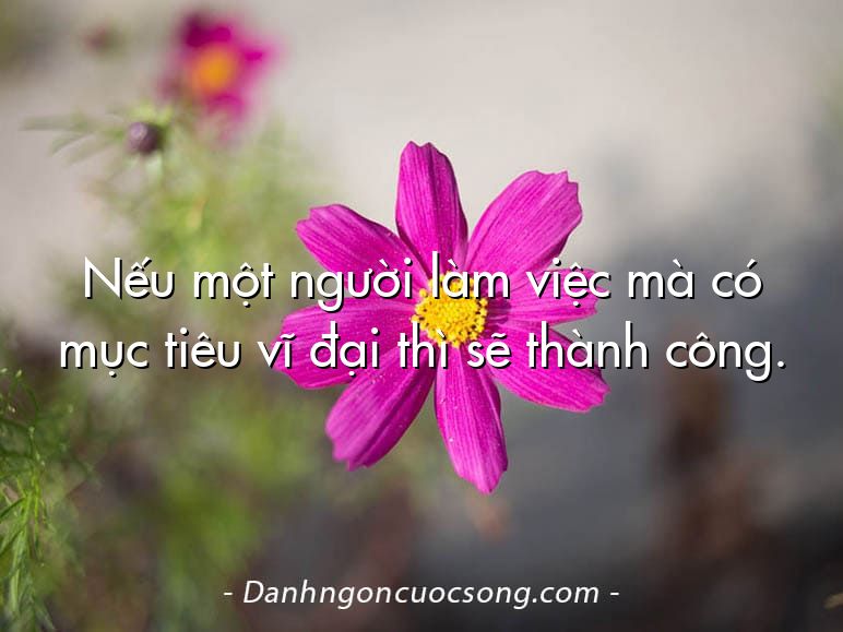 Nếu một người làm việc mà có mục tiêu vĩ đại thì sẽ thành công.