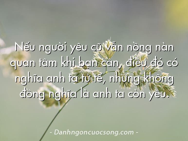 Nếu người yêu cũ vẫn nồng nàn quan tâm khi bạn cần, điều đó có nghĩa anh ta tử tế, nhưng không đồng nghĩa là anh ta còn yêu.